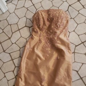 Champagne strapless gown size 4 with jacket